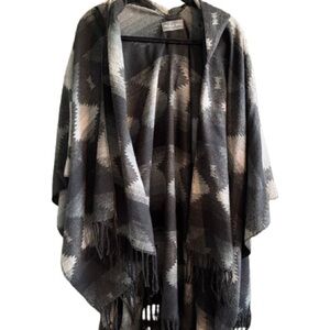 Michael Stars Black and Gray Aztec Knit Wrap / poncho